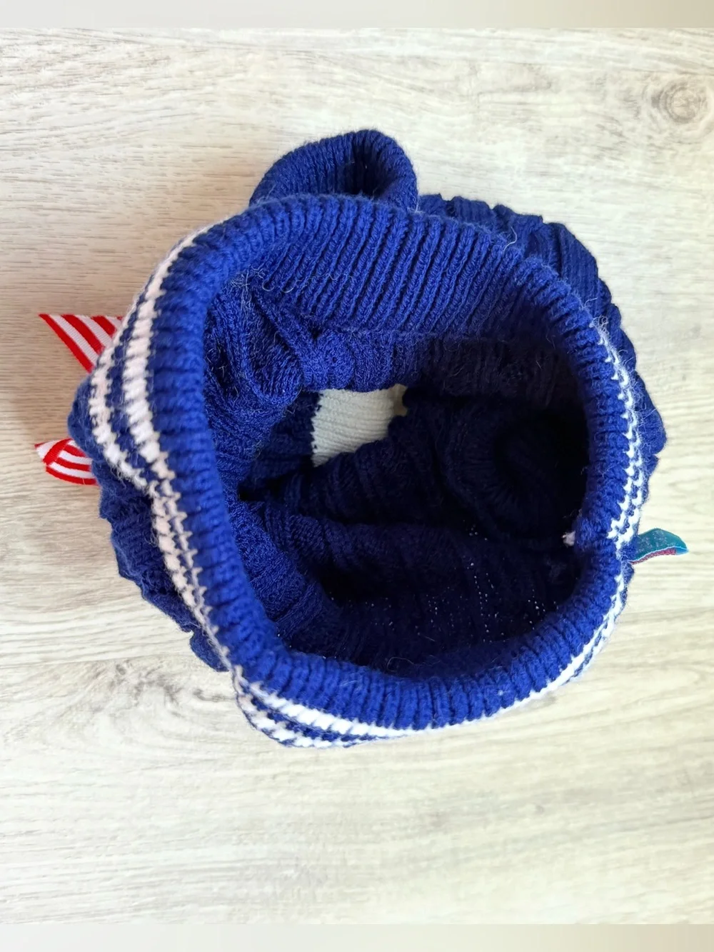 Red, White & Navy Blue Striped Bow - Pet/Puppy Dog Sweater/Dress - size Small